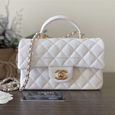 chanel white top handle bag